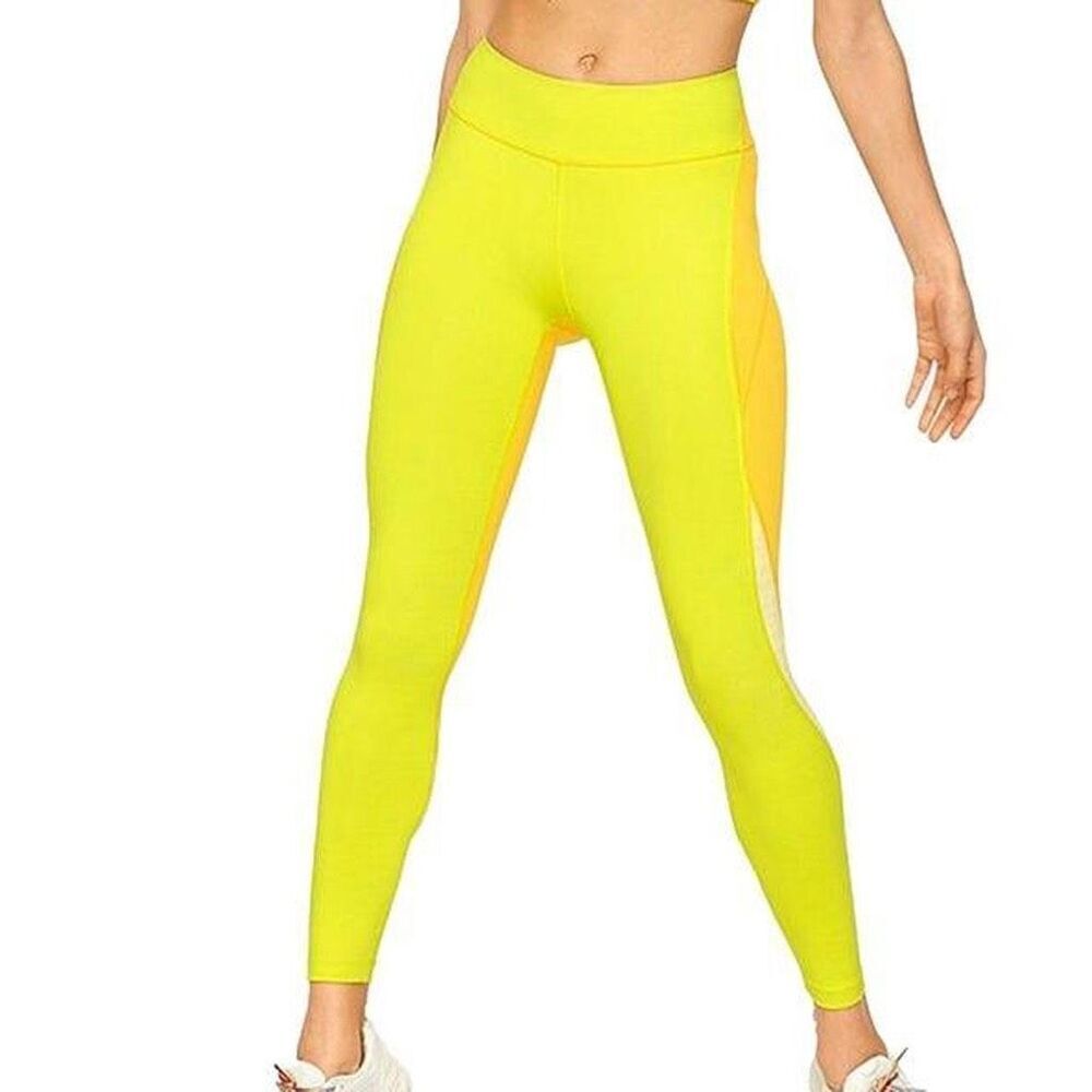 Outdoor Voices Womens Yellow Colorblock Techsweat 7/8 Zoom Leggings Size Medium